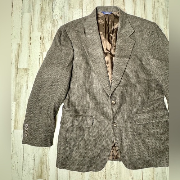 Vintage Nordstrom Men's 100% Wool Brown Tweed Blazer 40R - Picture 3 of 12